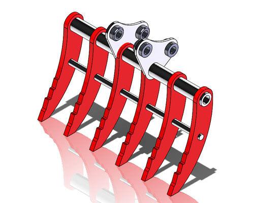 CASE C35 36" (900mm) Wide Rake with 6 Hardox Tines, 3.0 to 3.9t mini diggers, made by Digbits