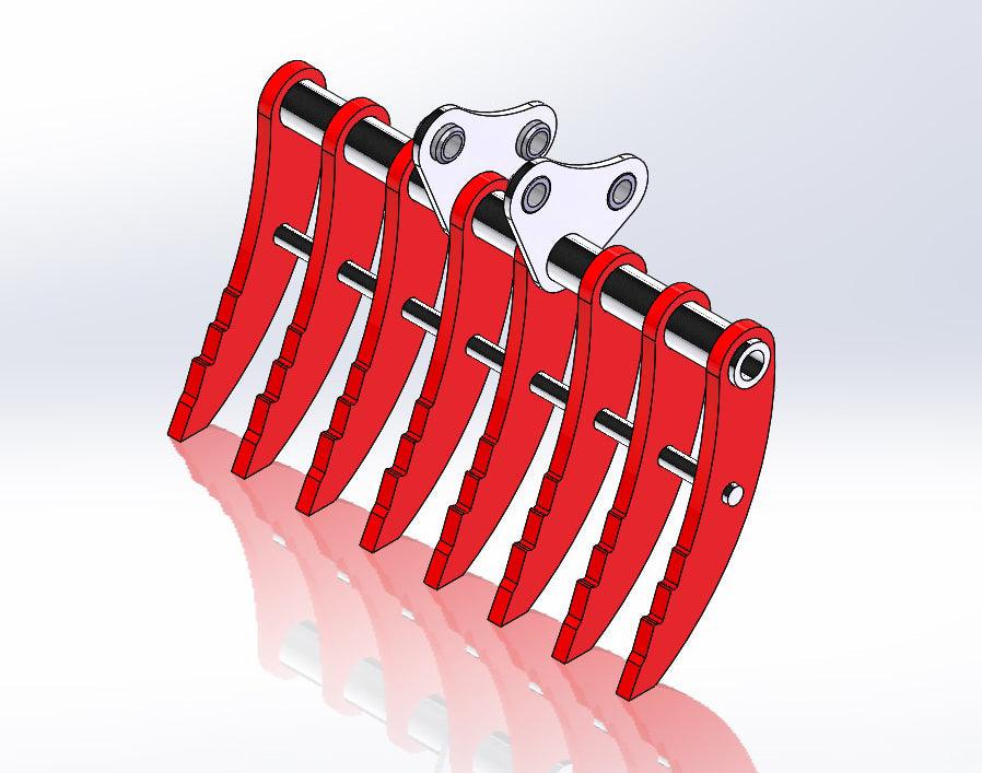CASE CX28 36" (900mm) wide Rake with 8 Hardox tines, 2.0 to 3.2t mini diggers, made by Digbits