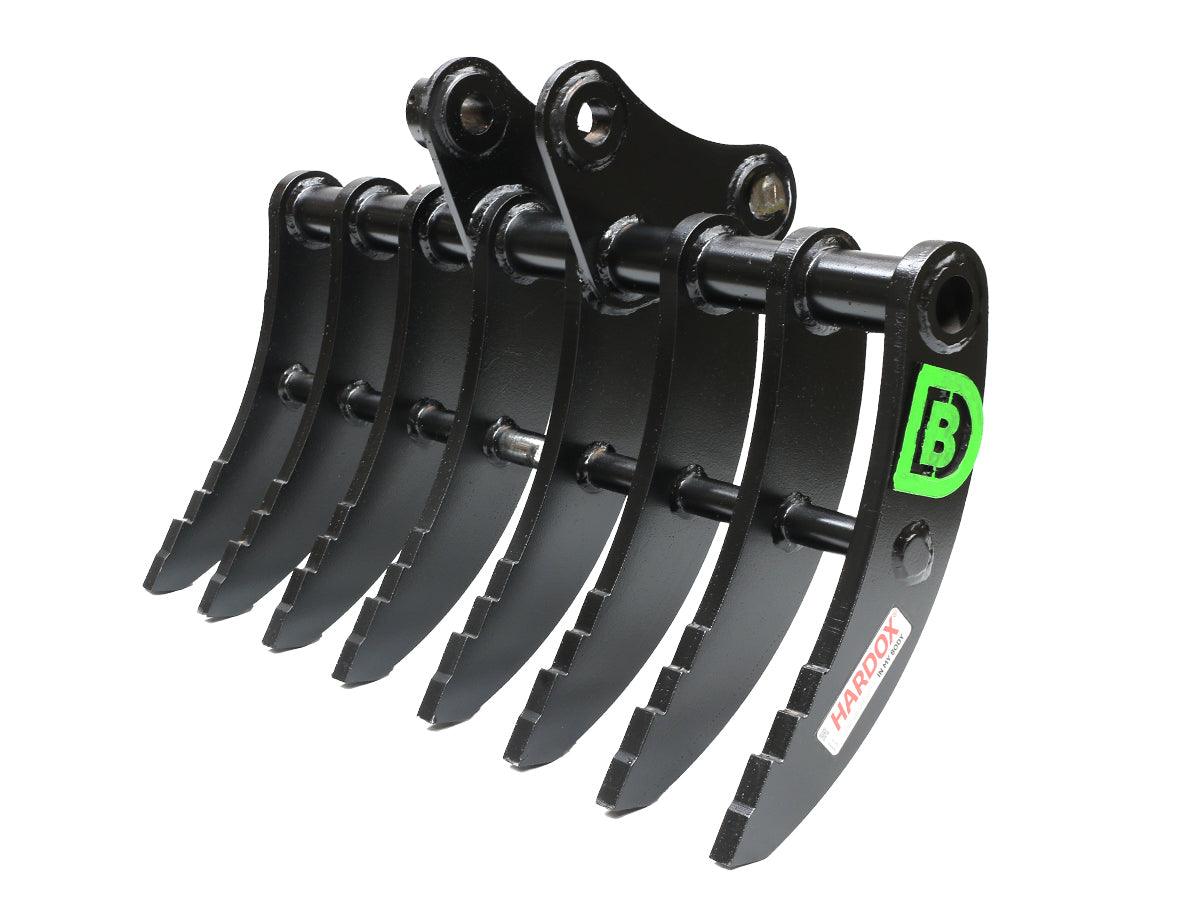 JCB 8062 48" (1200mm) wide Rake with 8 Hardox tines, 6 to 9t midi excavators, made by Digbits