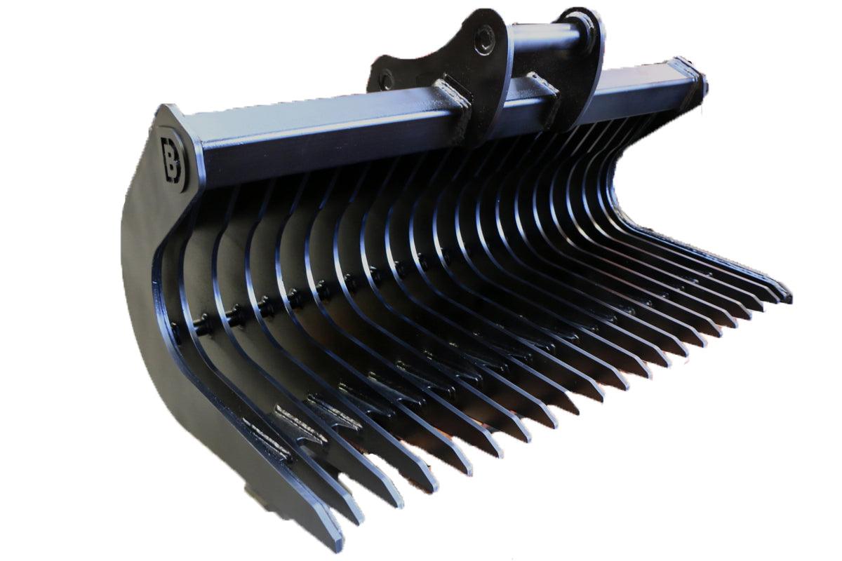 KOBELCO SK13SR 70" / 1.8m General Purpose Rake Bucket, 75mm gap, with 65mm pins for 10 to 14t excavators