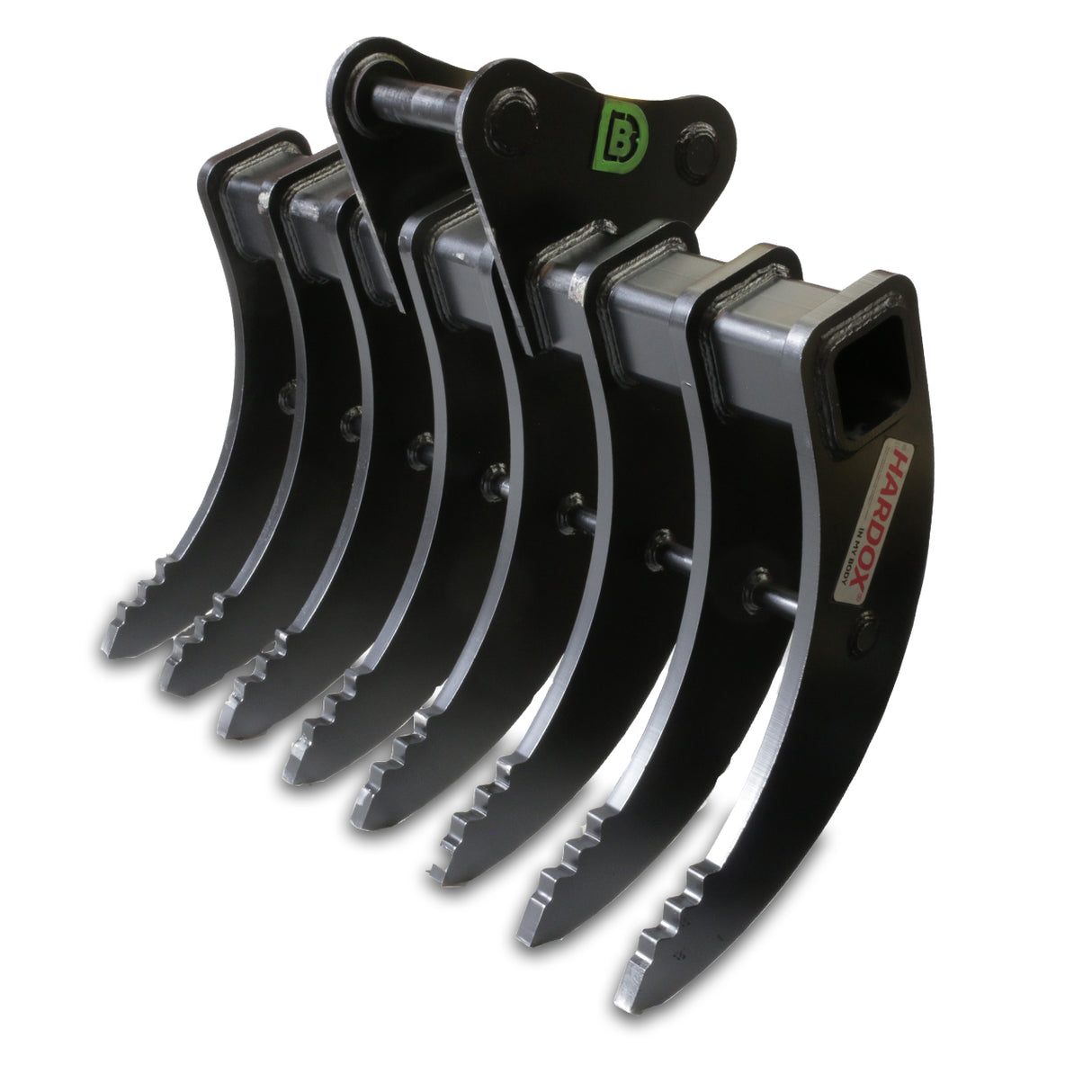 72" / 1800mm Rake with 8 Hardox tines, 80mm pins for 18 to 24 tonne excavators