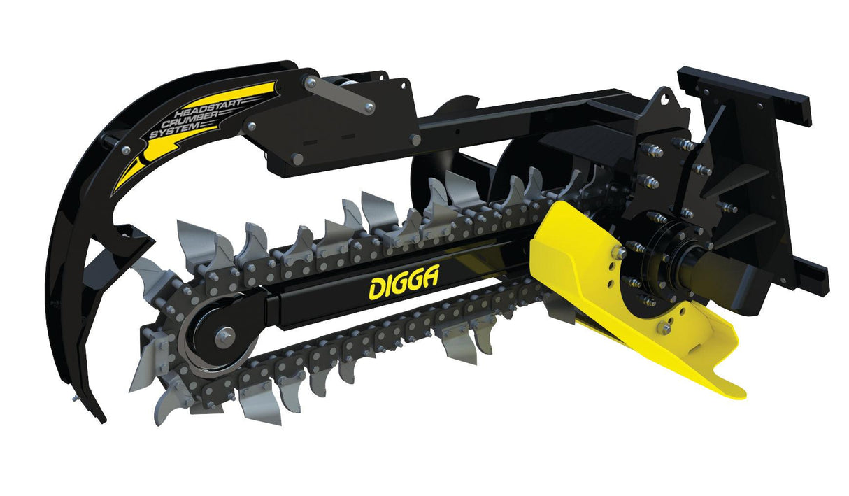 Trencher attachment 900mm dig, 100mm wide, combo, to 4.5t - DIGBITS Limited