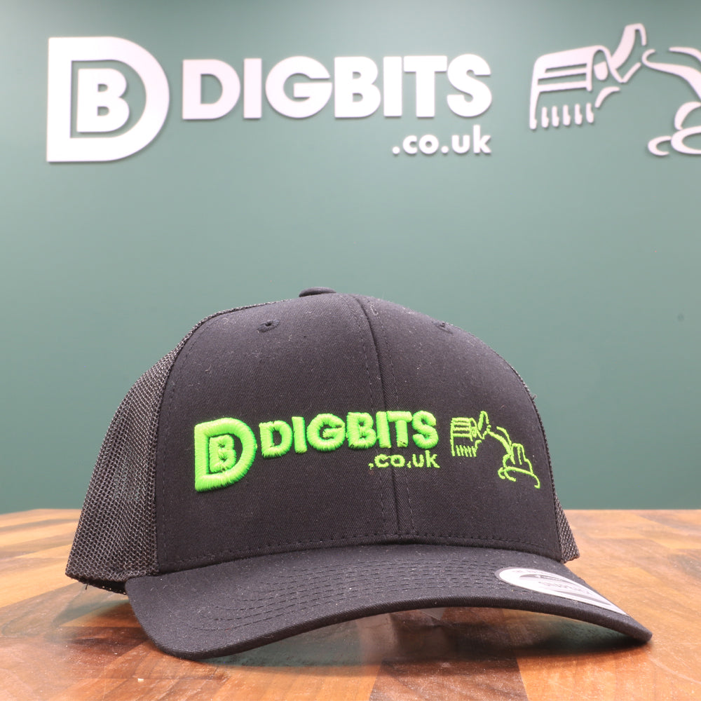 DIGBITS Retro Trucker Cap 6606 Black/Black - Neon Green