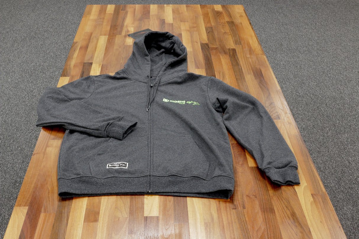 Full Zip Hoodie, dark grey, DIGBITS logo