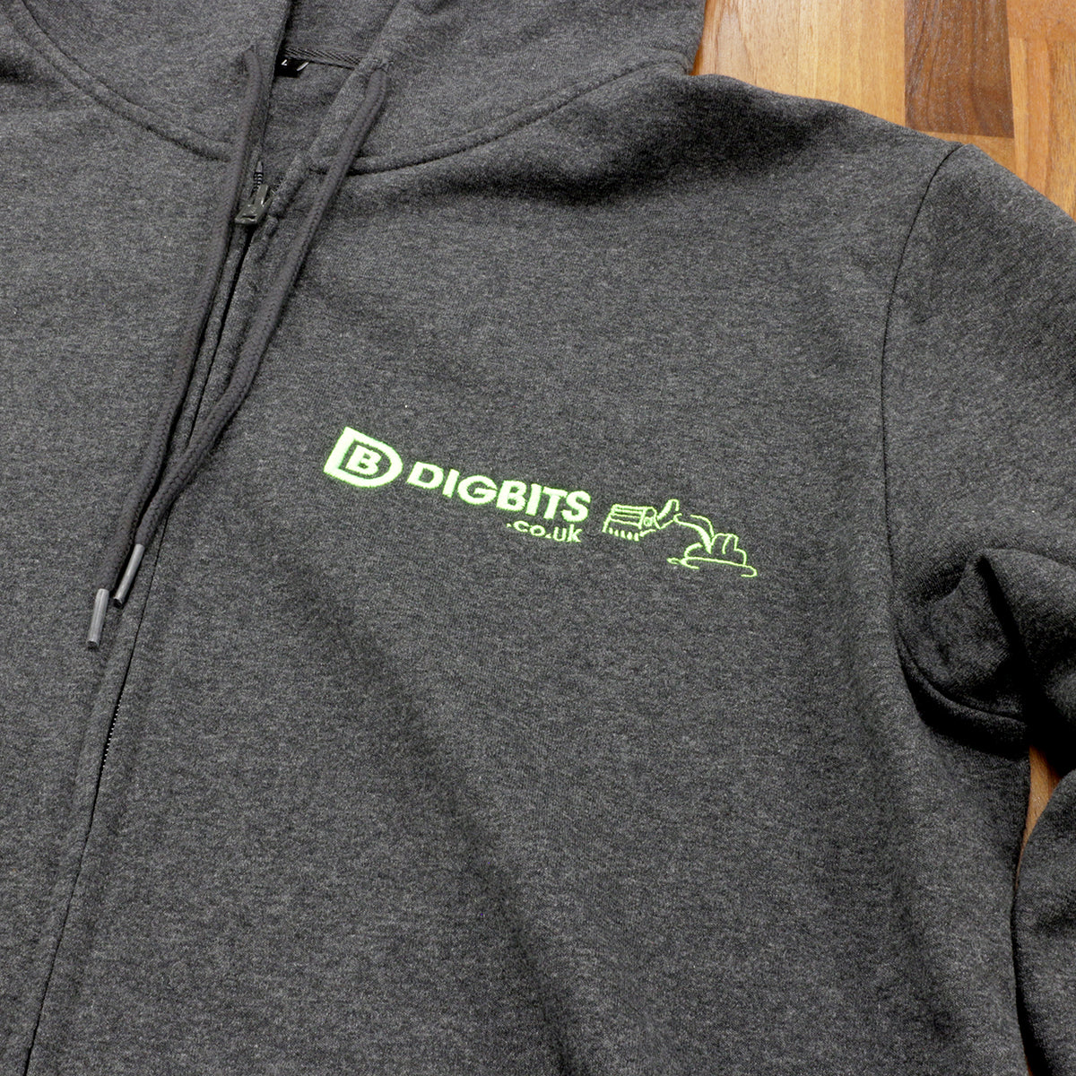 Full Zip Hoodie, dark grey, DIGBITS logo
