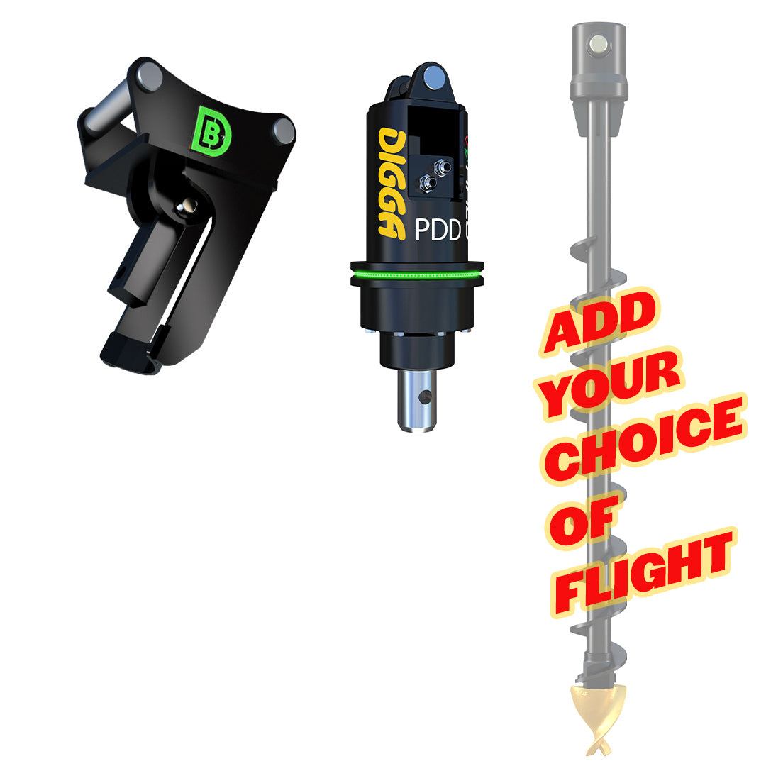 PDDH Halo Auger Package C/W Double Pin Cradle Hitch, 0.8-1.5t mini excavators - DIGBITS Limited