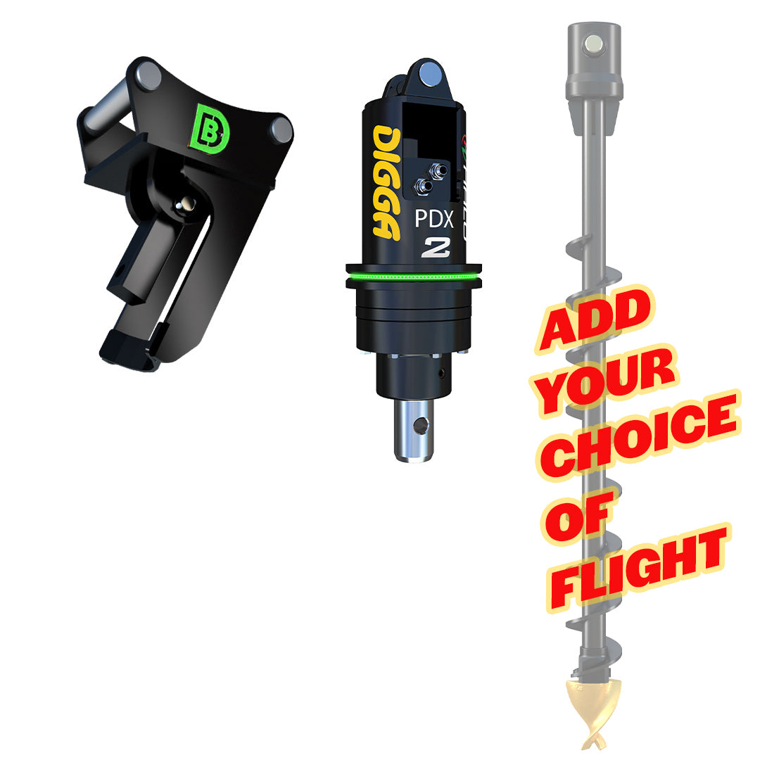 PDXH2 Halo Auger Package C/W Double Pin Cradle Hitch, 1.5-3.2t mini excavators - DIGBITS Limited