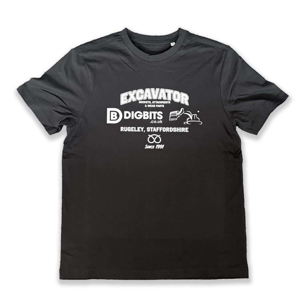Black t-shirt with white DIGBITS US-College style print