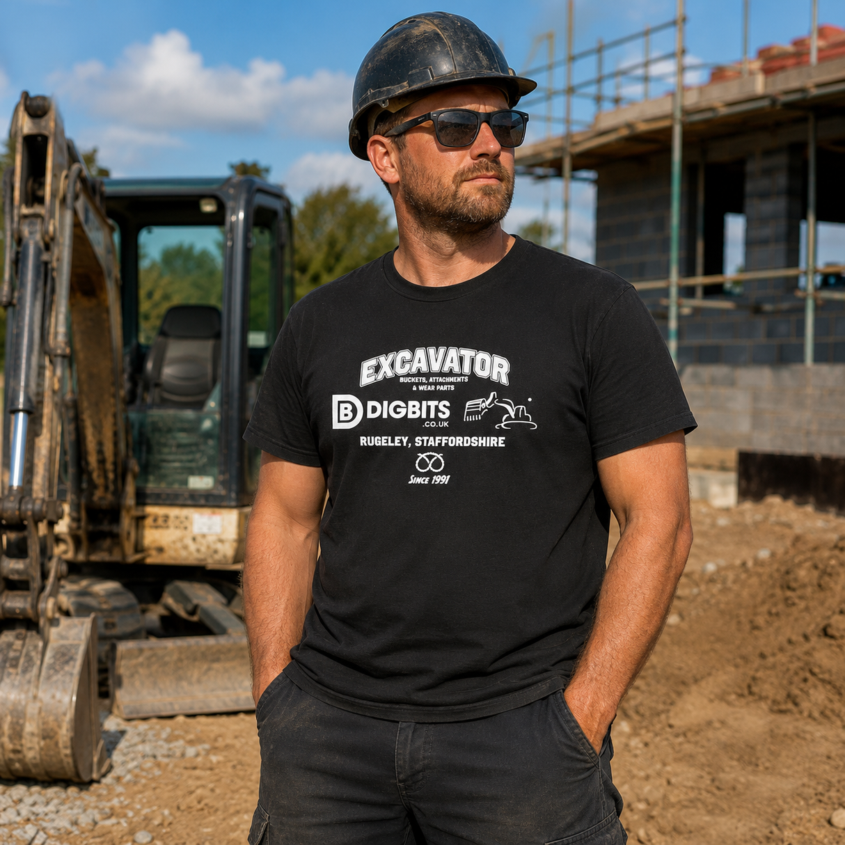 Black t-shirt with white DIGBITS US-College style print