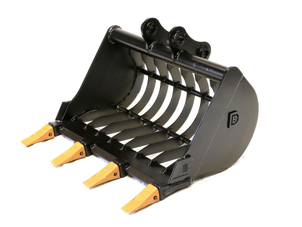 JCB 25Z-1 30" (760mm) Ribbed Back Riddle Bucket, 75mm gaps, for 2 to 3.2t mini diggers, made by Digbits