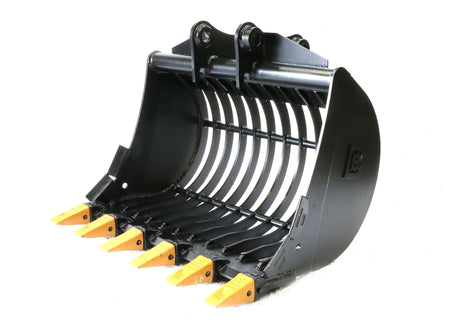 42" (1060mm) wide Ribbed Back Riddle Bucket with 75mm gaps for 6 to 9t midi excavators, made by Digbits - DIGBITS Limited