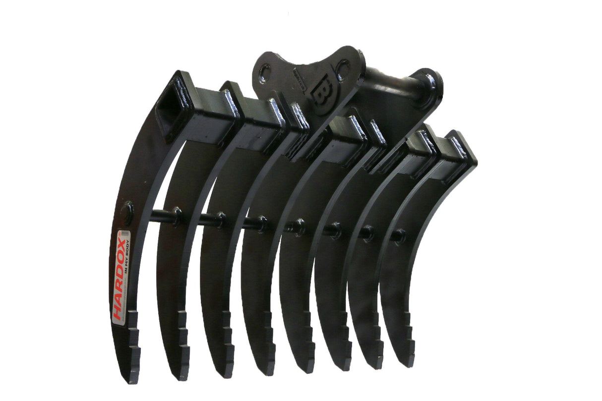 HYUNDAI R130 48" / 1200mm Rake with 8 Hardox tines, 65mm pins for 10 to 14 tonne excavators