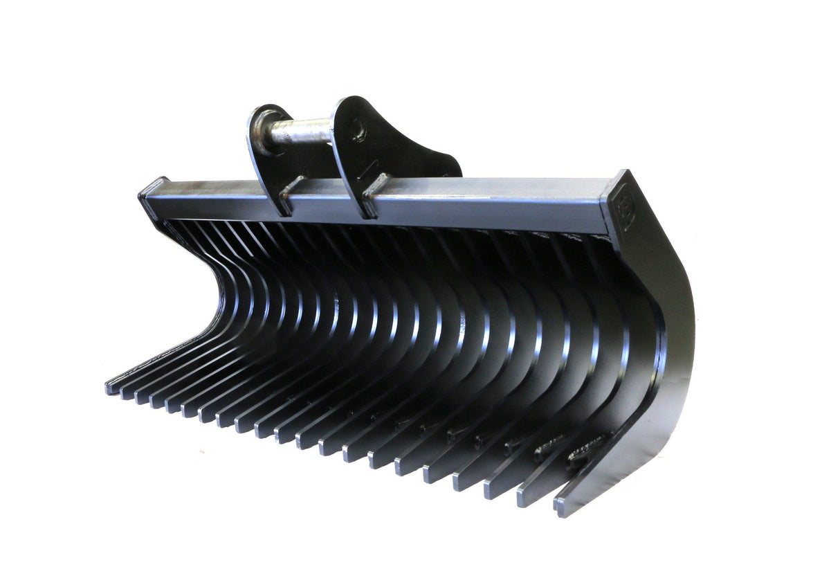 84" / 2.1m General Purpose Rake Bucket, 75mm gaps, with 80mm pins, for 18 to 24t excavators - DIGBITS Limited