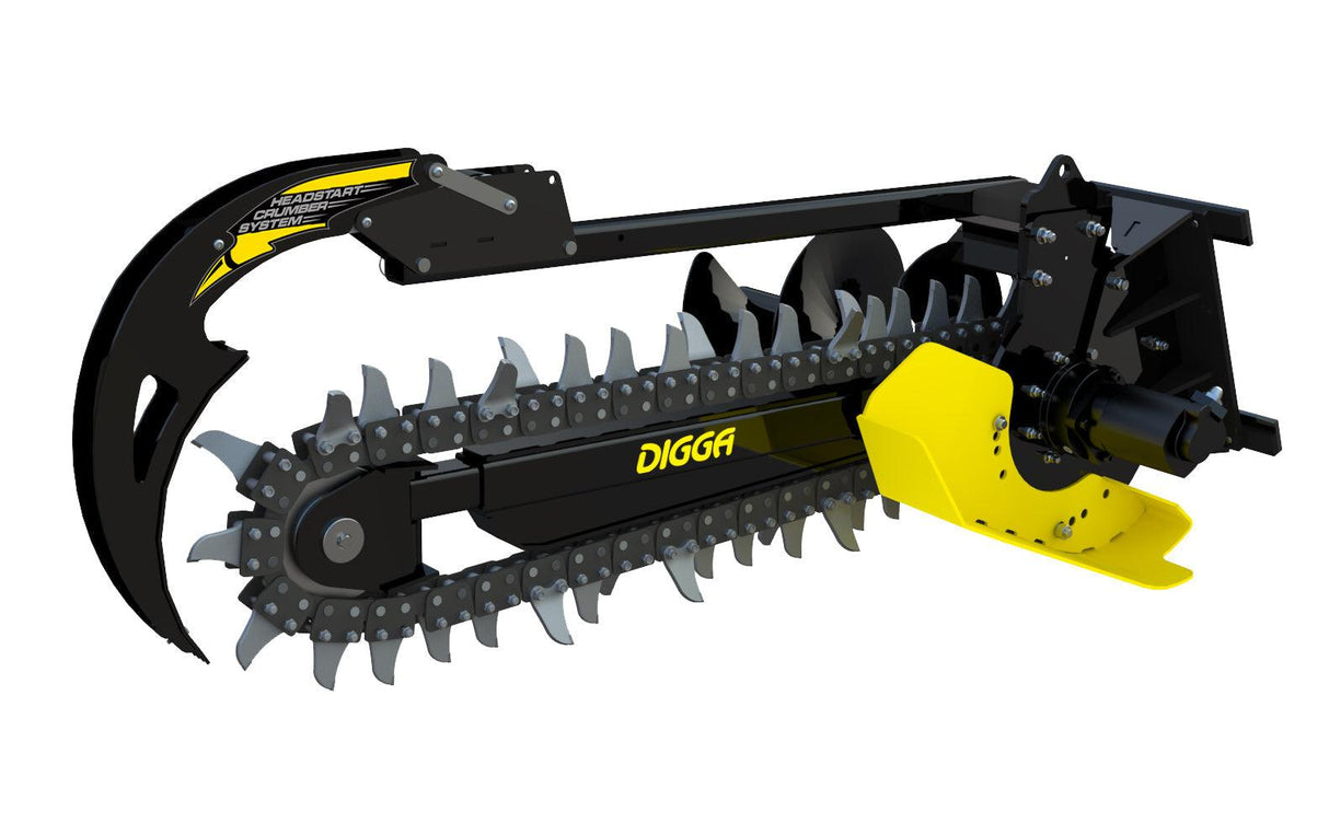 Trencher attachment 1200mm dig, 150mm wide, combo, to 8t - DIGBITS Limited