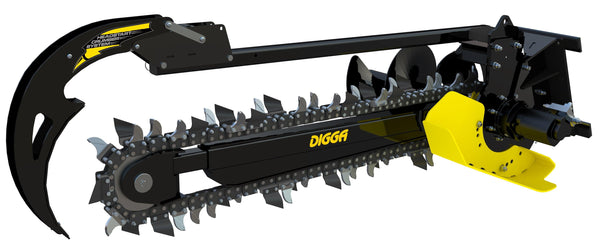 Trencher attachment 900mm dig, 100mm wide, combo, to 1.5t – DIGBITS Limited