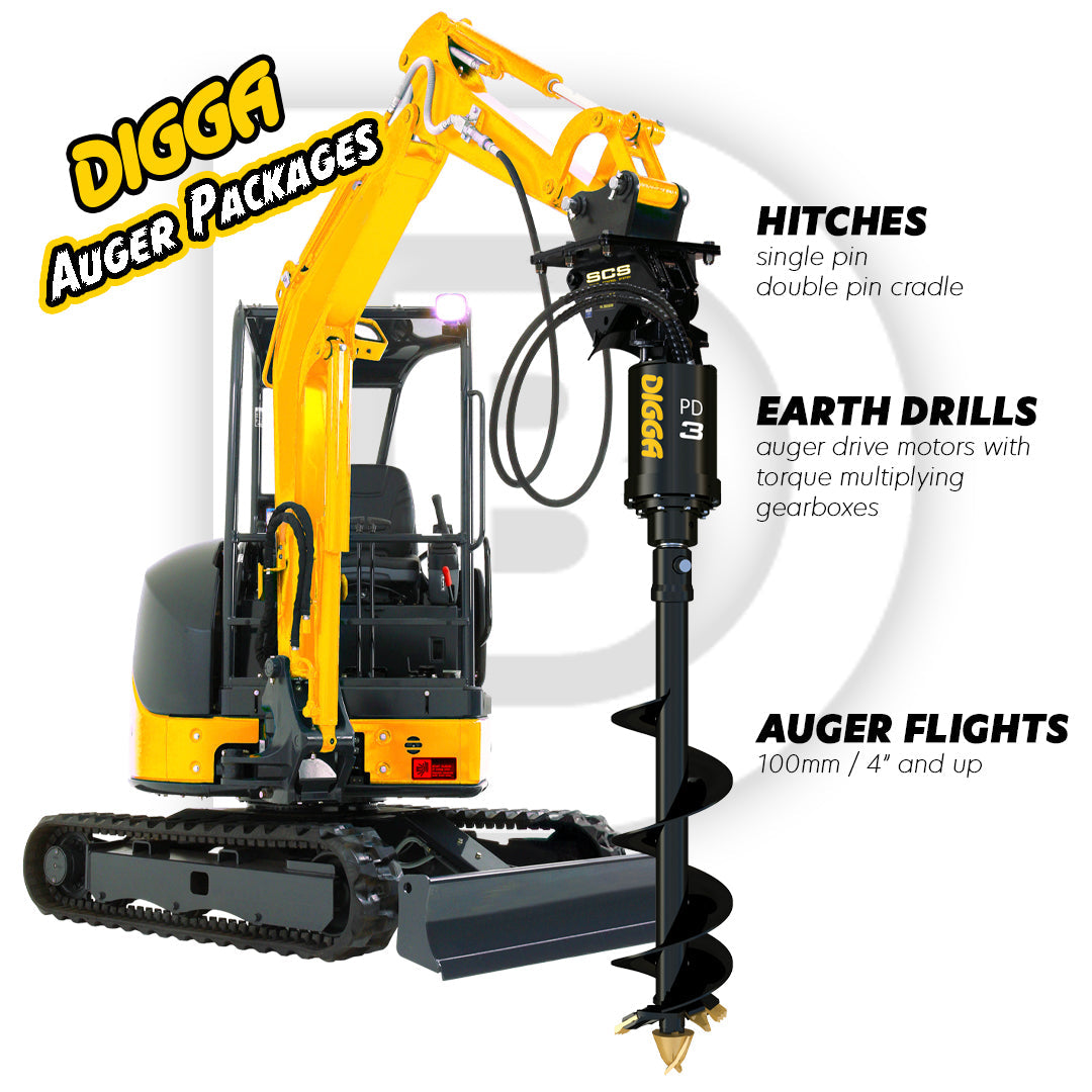 HANIX H45A PDH3 Halo Auger Package C/W Double Pin Cradle Hitch, 3.5-4t mini excavators