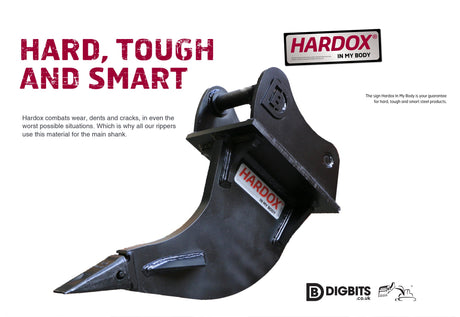 Ripper Tooth with Heavy Duty Hardox® shank, 80mm pins for 18 to 24 tonne excavators