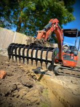 NANTE NT18 36" / 900mm General Purpose Rake Bucket, 75mm gaps, 1.0 to 1.9 tonne mini diggers