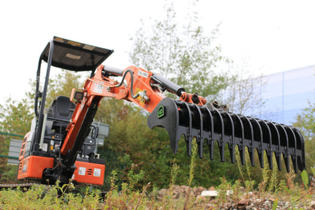 KUBOTA U17-3& 36" / 900mm General Purpose Rake Bucket, 50mm gaps, 1.0 to 1.9 tonne mini diggers