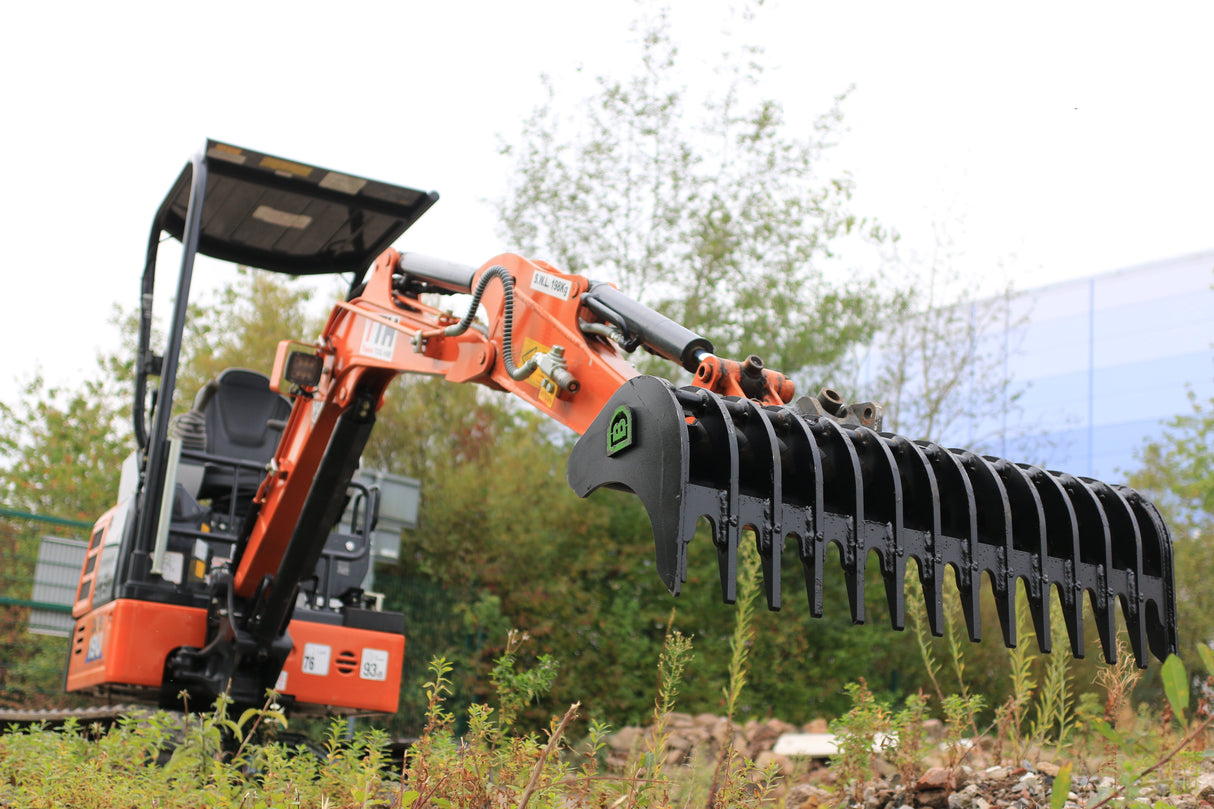 BOBCAT E19 36" / 900mm General Purpose Rake Bucket, 50mm gaps, 1.0 to 1.9 tonne mini diggers
