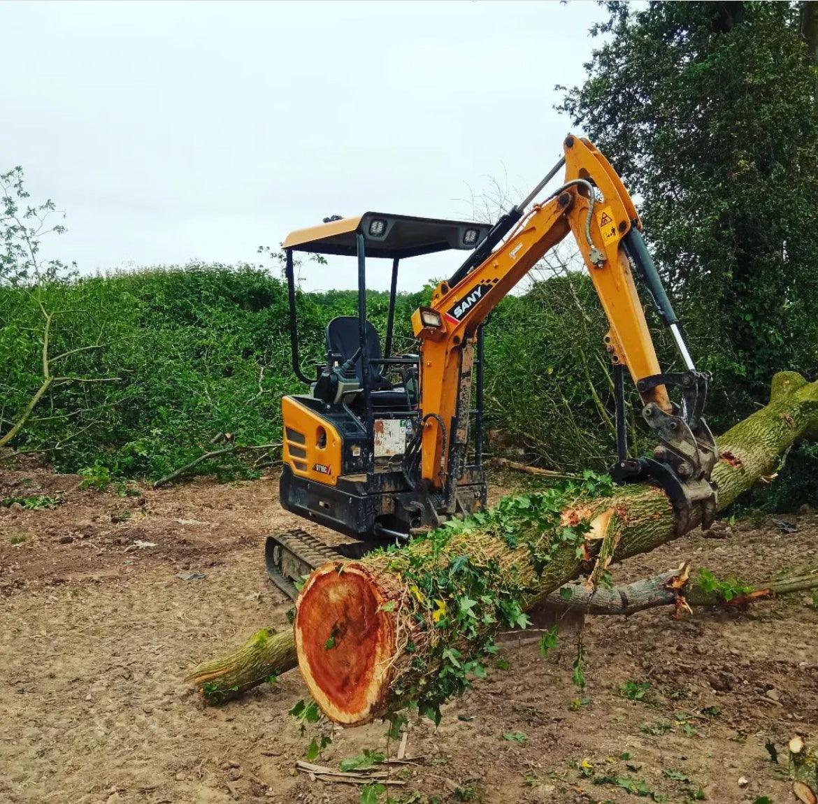 Grapple with solid Hardox tines for 1.0 to 1.9 tonne mini excavators - DIGBITS Limited