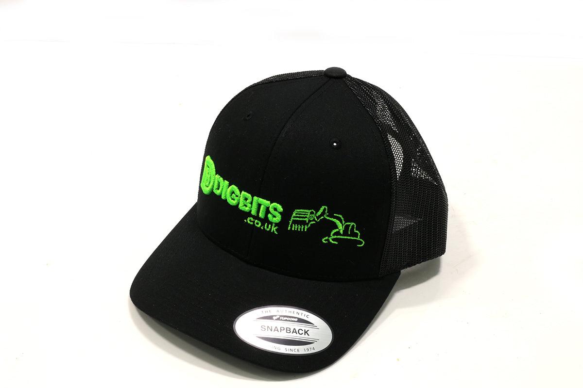 DIGBITS Retro Trucker Cap 6606 Black/Black - Neon Green - DIGBITS Limited