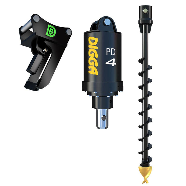 PD4 Auger Package C/W Double Pin Cradle Hitch, 3.5-5.0t mini excavators - DIGBITS Limited