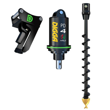 PDH4 Halo Auger Package C/W Double Pin Cradle Hitch, 3.5-5.0t mini excavators - DIGBITS Limited