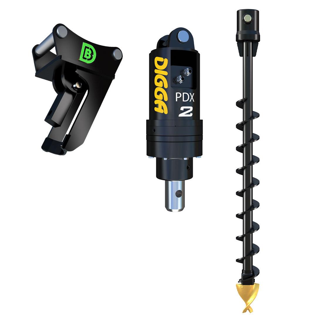 PDX2 Auger Package C/W Double Pin Cradle Hitch, 1.5-3.2t mini excavators - DIGBITS Limited